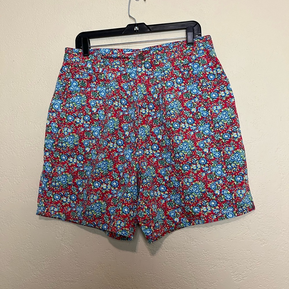 Vintage Cherokee women moms high rise front‎ pleated floral multicolor shorts 14 - Picture 6 of 16